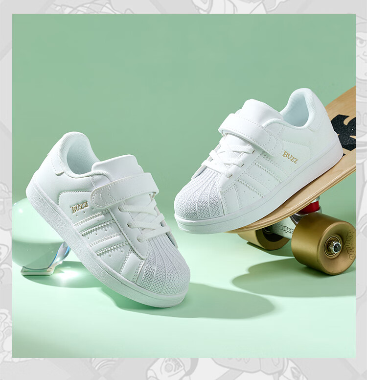 Disney Kids Spring and Autumn Versatile Shell Toe White Sneakers for Older Children Breathable Durable Outdoor Sports Shoes White Red Size 30 4