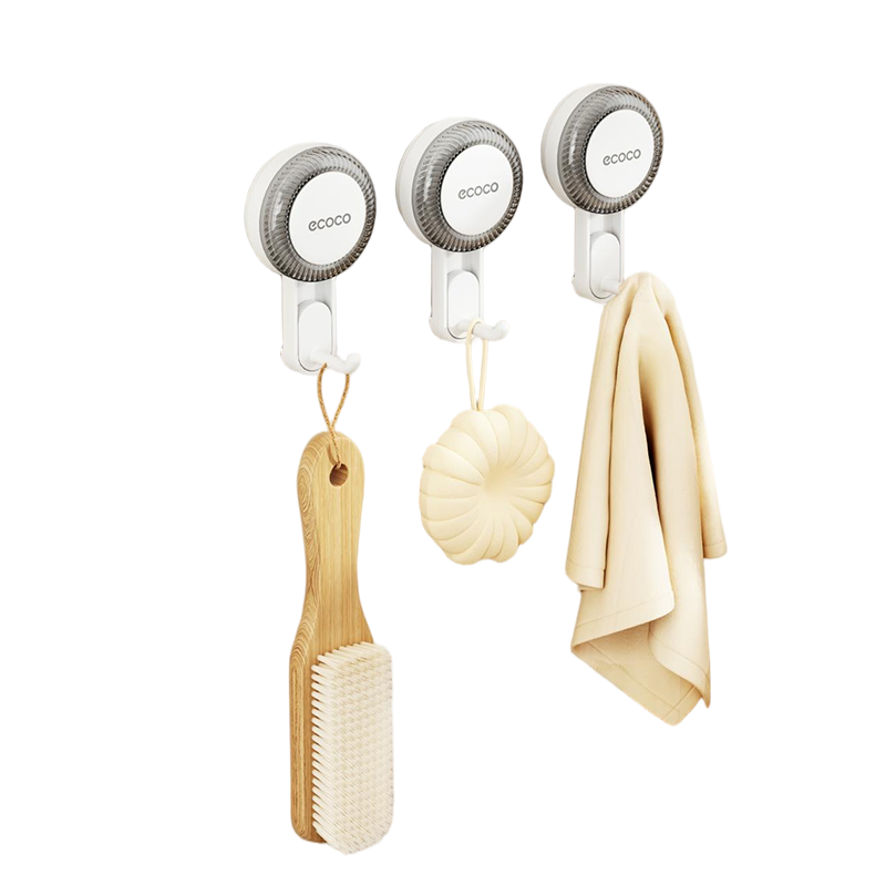 Ecoco Suction Cup Hook No Drilling Strong Load-Bearing Invisible Vacuum Bathroom Towel Hook 25082 Set