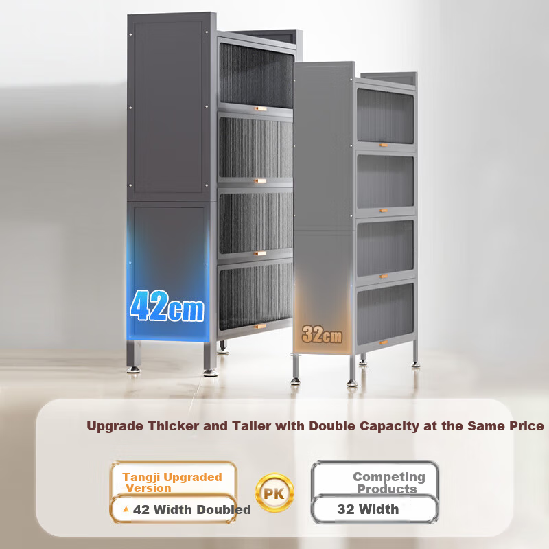 TANGJI Kitchen Storage Rack, Floor-Standing Sideboard, Multi-Layer Storage Cabinet, Organizer Cabinet, Dish Cabinet, Cupboard, 80*42*144