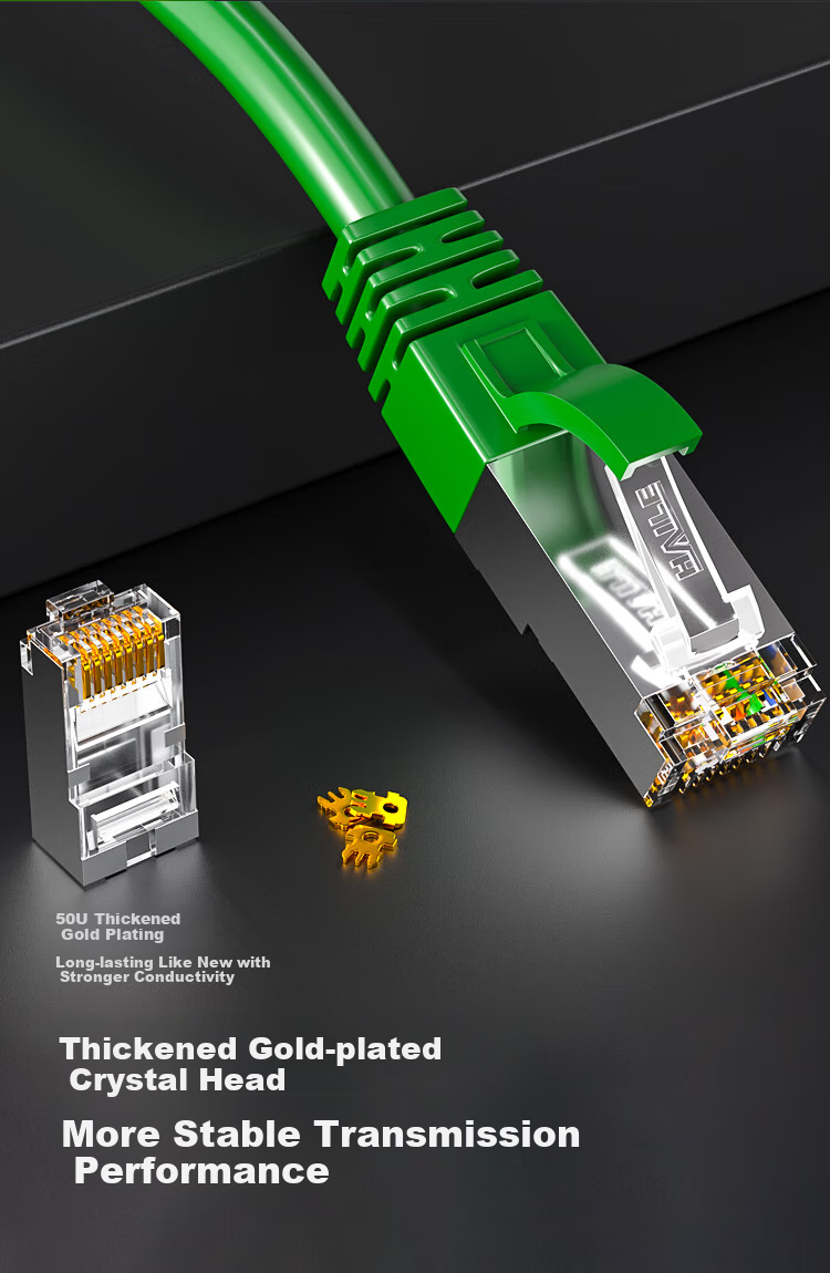 HAILE CAT6A Double-Shielded Pure Copper Patch Cable, Low Smoke Zero Halogen 10 Gigabit Finished 8-Core Network Cable, LSZH Green Network Cable 20 Meters HT-565D 3