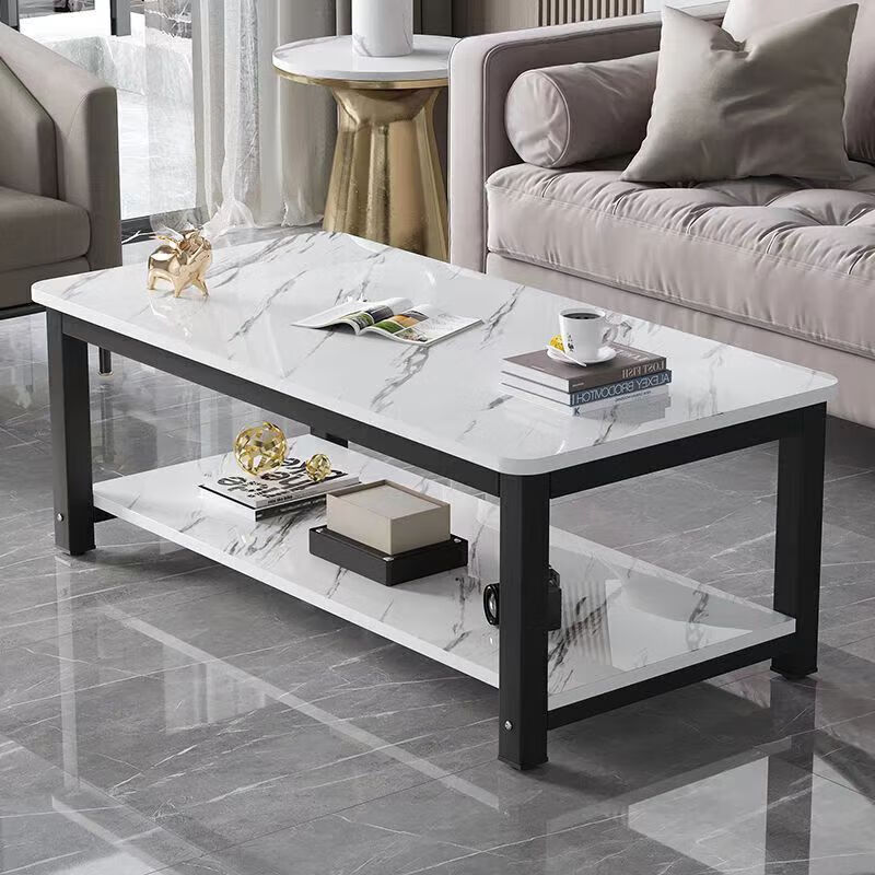 Gupujia Coffee Table, Living Room Double-Layer Light Luxury Coffee Table, Small Apartment Multifunctional Sofa Side Table, Modern Minimalist Small Tea Table