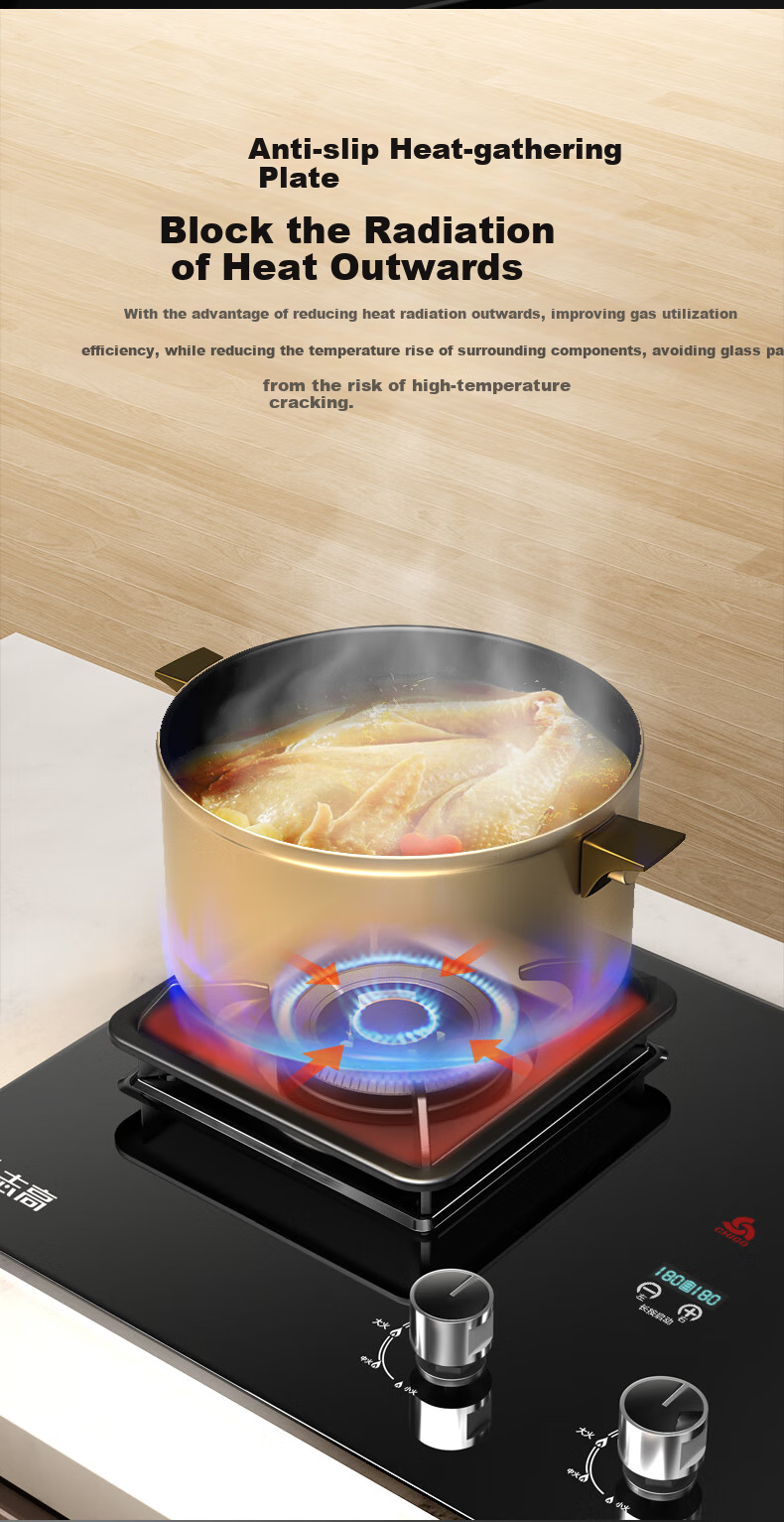 CHIGO Gas Stove with 15% Government Subsidy, Natural Gas Double Burner, 5.2kW High Flame Built-in Desktop Glass Panel Cooktop JZT-KN108 5