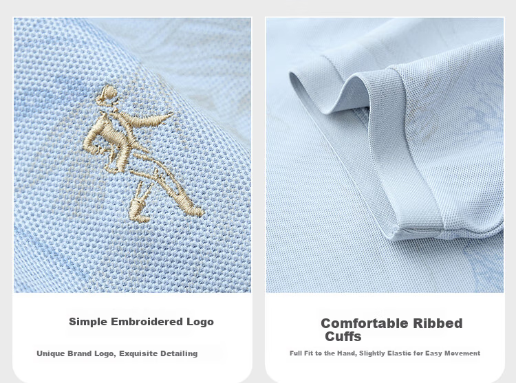 DANCING WOLVES [Bingyangba] 7A Antibacterial All-Over Cool Short-Sleeve Men's Polo Shirt, Light Blue, 3XL(190), 113 3