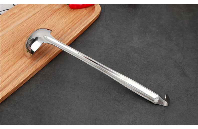 Caitang Thickened Stainless Steel Hooked Soup Ladle Long Handle Soup Spoon Hanging Soup Ladle Small 7CM Jingcang 5