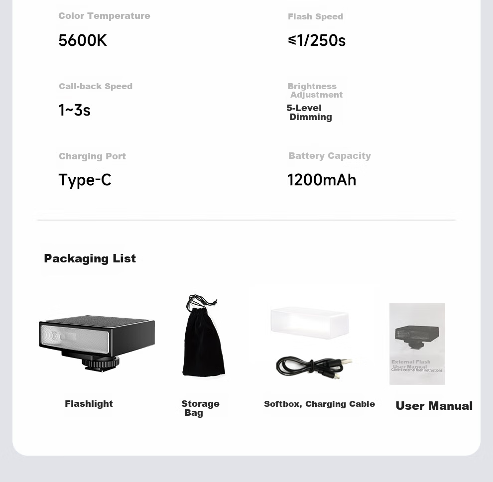 Beiyang FM-12 Flash Hot Shoe Kit, Sony External Flash, Pocket Light, Photography Fill Light, Universal Lithium Battery, Canon Hot Shoe Light 22
