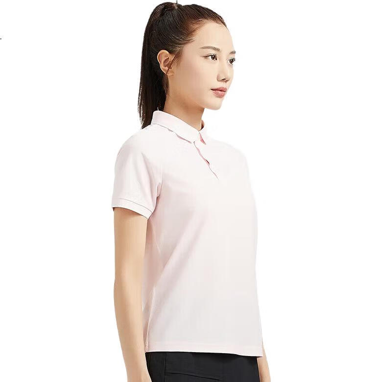 TECTOP Quick-Dry Shirt, Women's Outdoor Solid Color Stand-Collar Short-Sleeve Sports Polo Shirt, Moisture-Wicking Quick-Dry Casual T-Shirt DJB623006, Women's Light Pink 3XL