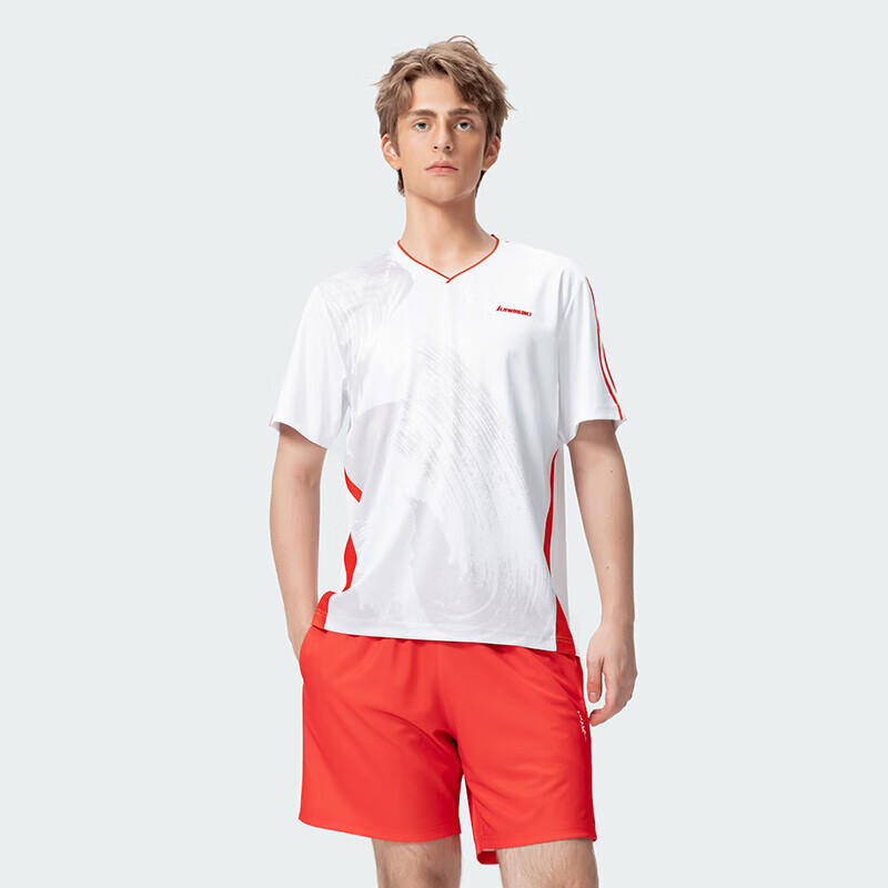 KAWASAKI Badminton Sports T-Shirt Quick-Dry Sweat-Absorbing Breathable Men's Competition Training Jersey C1017 Vermilion Red L
