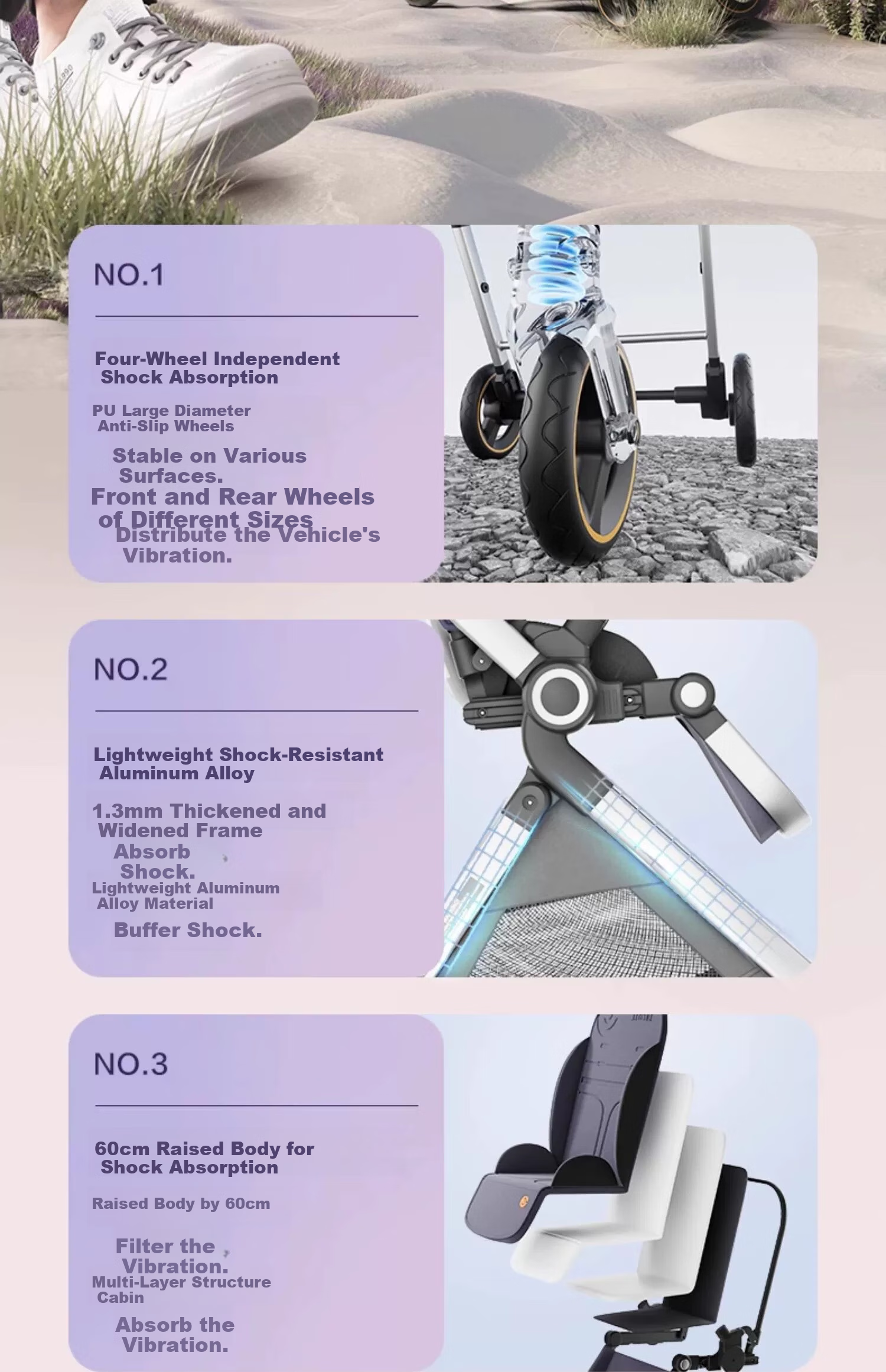 Elittile Stroller, Reversible, Lightweight, High-View, Can Sit Or Lie Down, Baby Walking Aid, EMU Luoyingrou 12