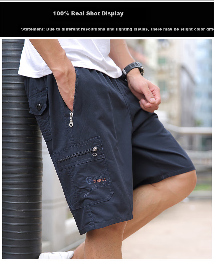 TUCANO Men's Summer Cotton Comfortable Casual Sports Cargo Shorts Light Gray 4XL 3