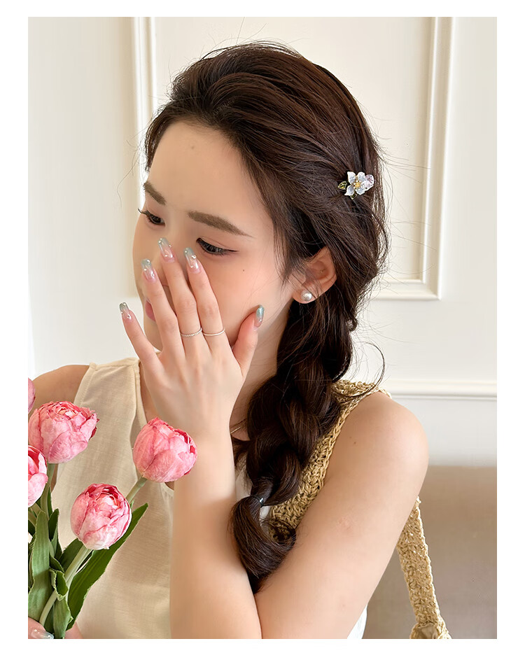 CHIMERA Starry Floral Side Bang Hair Clip with Gentle Flower Design, Jaw Clip Hairpin, Hair Accessory for Women, Birthday Gift 6