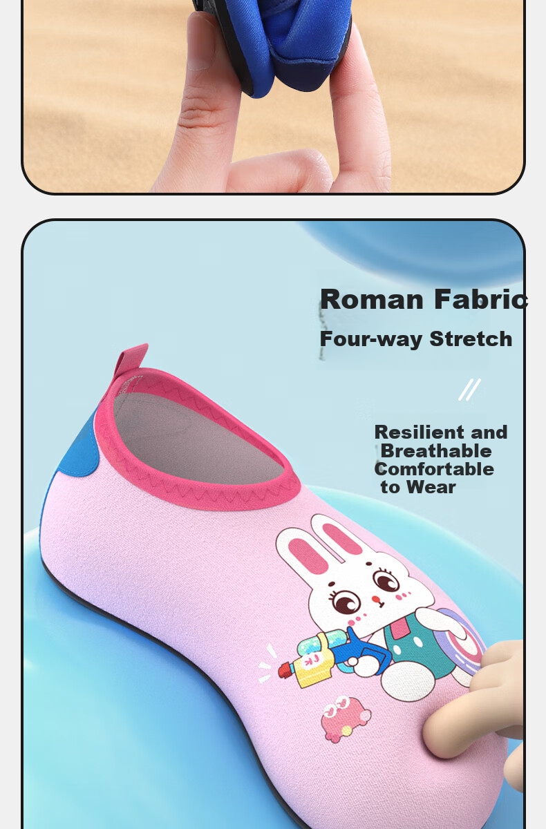 Lemonkid Children's Beach Shoes, Water Park Diving Swimming Shoes, Soft-Soled Slippers for Boys And Girls, Orchid Pink Little Rabbit, Size 22/23 3