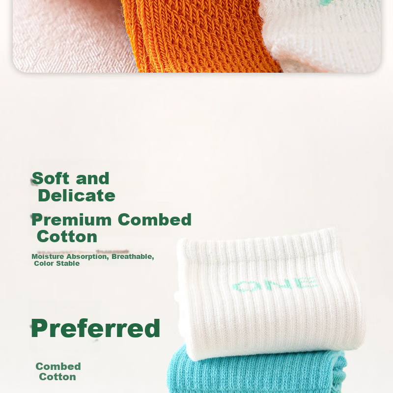 Mianwuqi Children's Pure Cotton Socks for Boys And Girls, Students, Toddlers, White Anti-Odor Socks for Older Children, Spring Autumn Summer Seaso 5