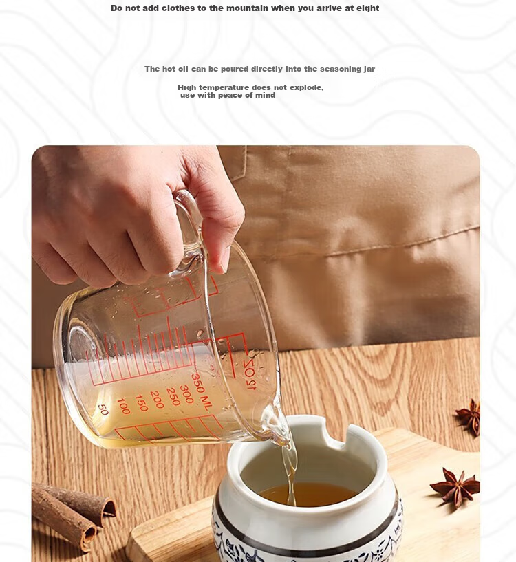 Jingmao Glass Oil Bottle Set of 7 - Condiment Jars for Seasoning, Salt, Sauce, Soy Sauce 4