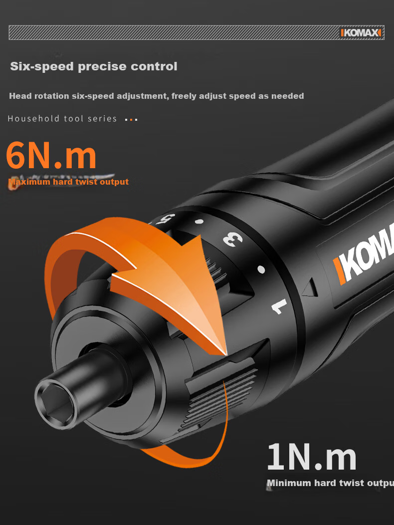 KOMAX Electric Screwdriver, Household Small Rechargeable Electric Screwdriver, Electric Drill Driver Tool Set, Mini Automatic Screwdriver 6