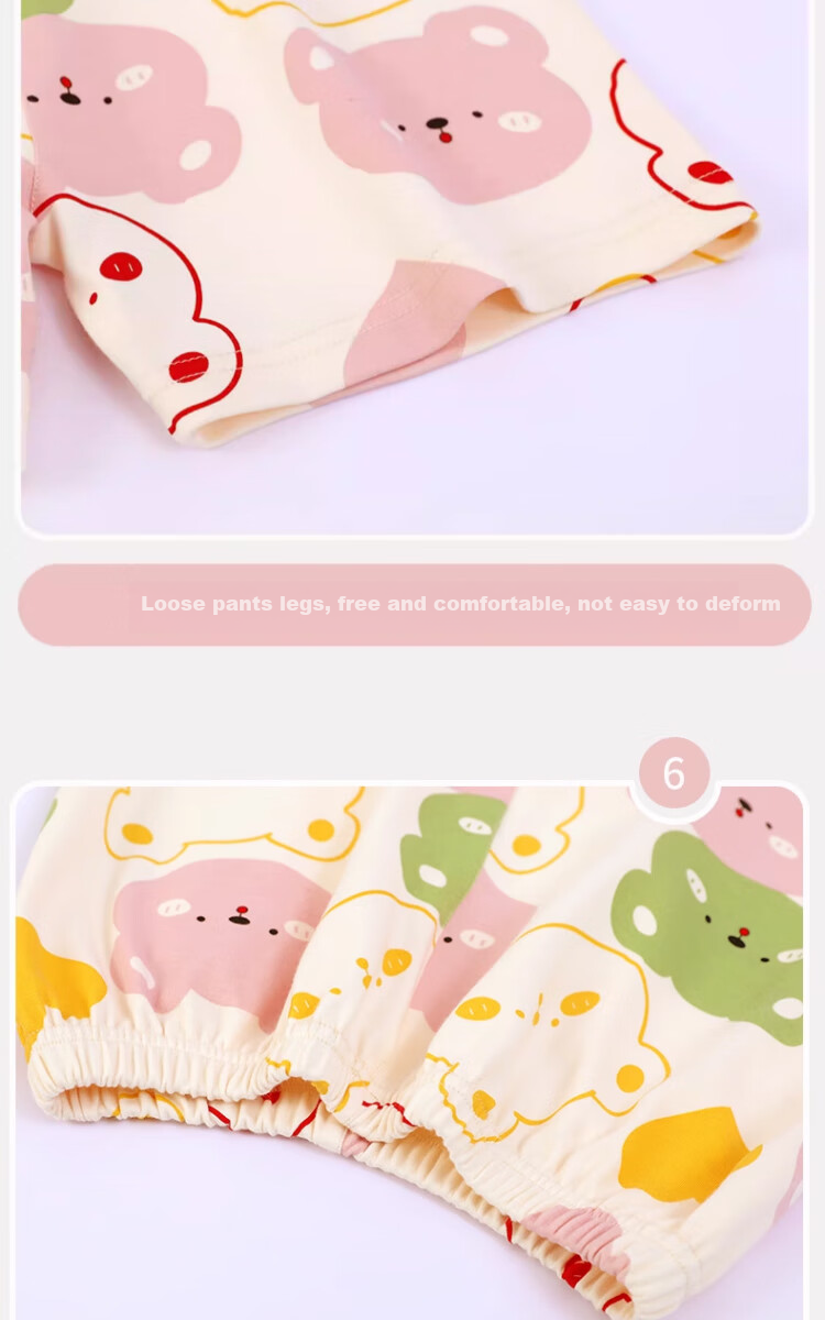 LangSha Children's Pajamas for Girls, Summer Thin Pure Cotton Short-Sleeve Sleepwear Set for Older Girls, New Style 2025 12