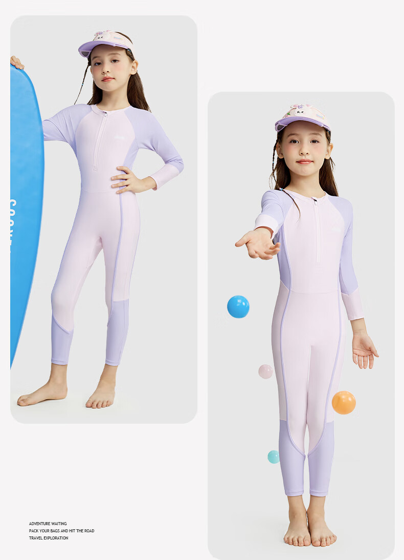 Jeep Children's Swimsuit for Boys And Girls, One-Piece Professional Quick-Dry Surfing Swimwear, Wisteria Purple Pink, Size 160 11