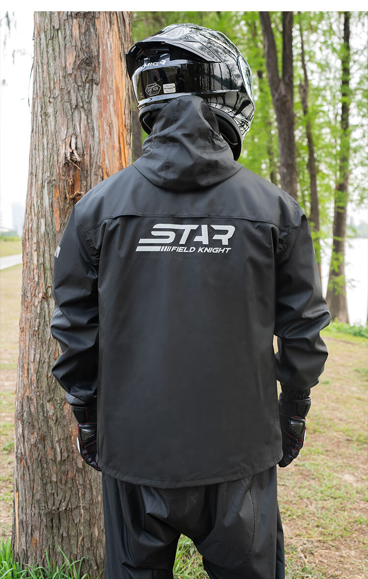Star Knight Electric Motorcycle Raincoat and Rain Pants Separate Set Single Person Mountaineering Outdoor Full Body Heavy Rainproof Black XL Size 17