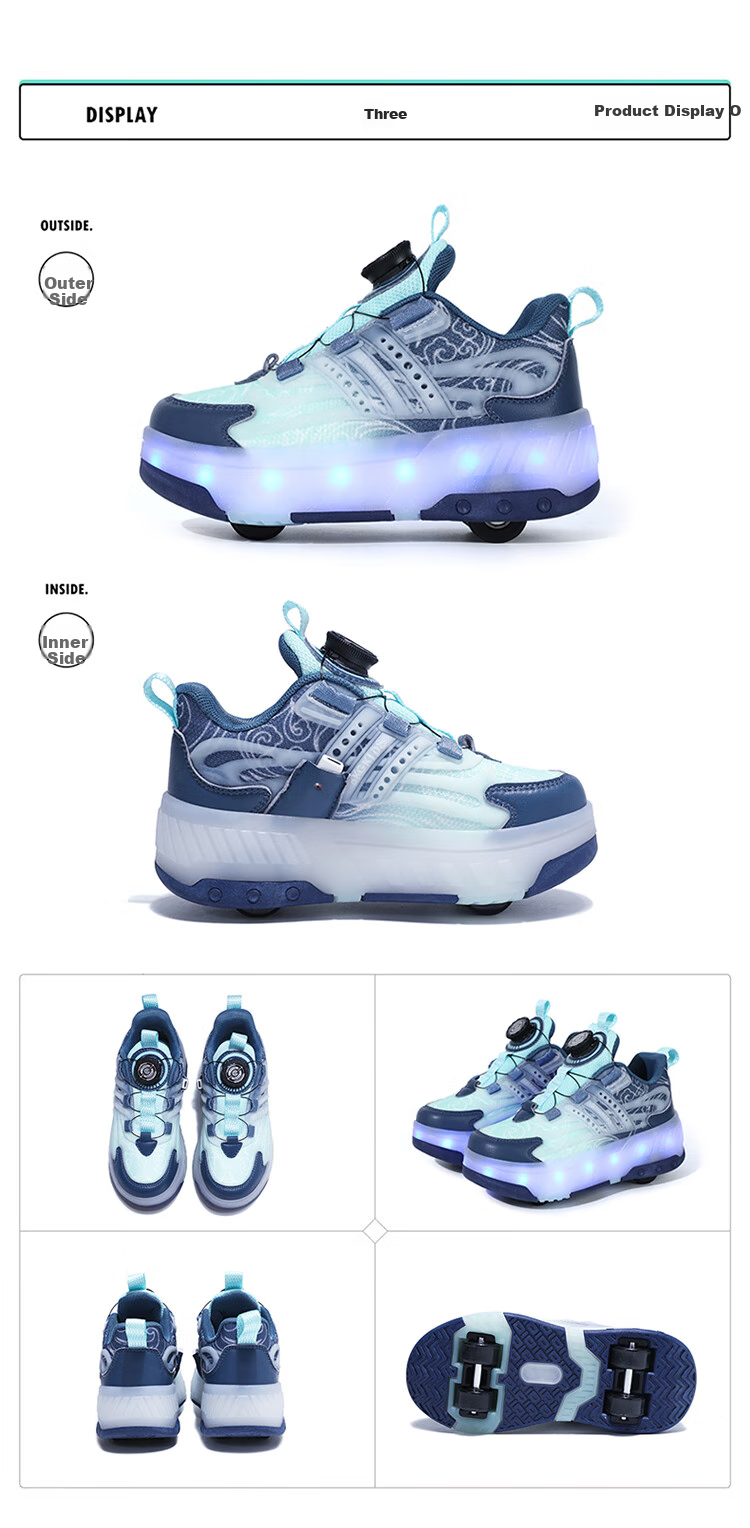 BKG Running Shoes for Girls, Four-Wheel Sports Shoes for Children, Student And Youth Skating Shoes ZYQ23825-B7 Lan Yue 36 44