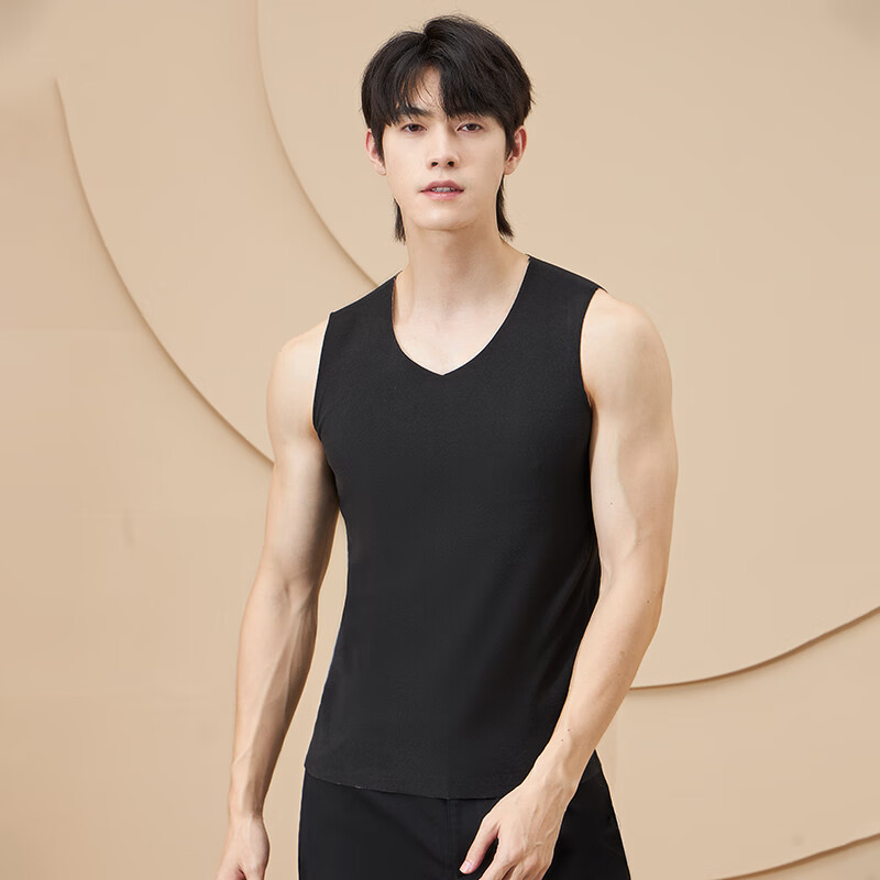 LangSha Men's Thermal Vest Top Heat-Generating 10A Antibacterial Innerwear Autumn Base Layer Cotton Sweater