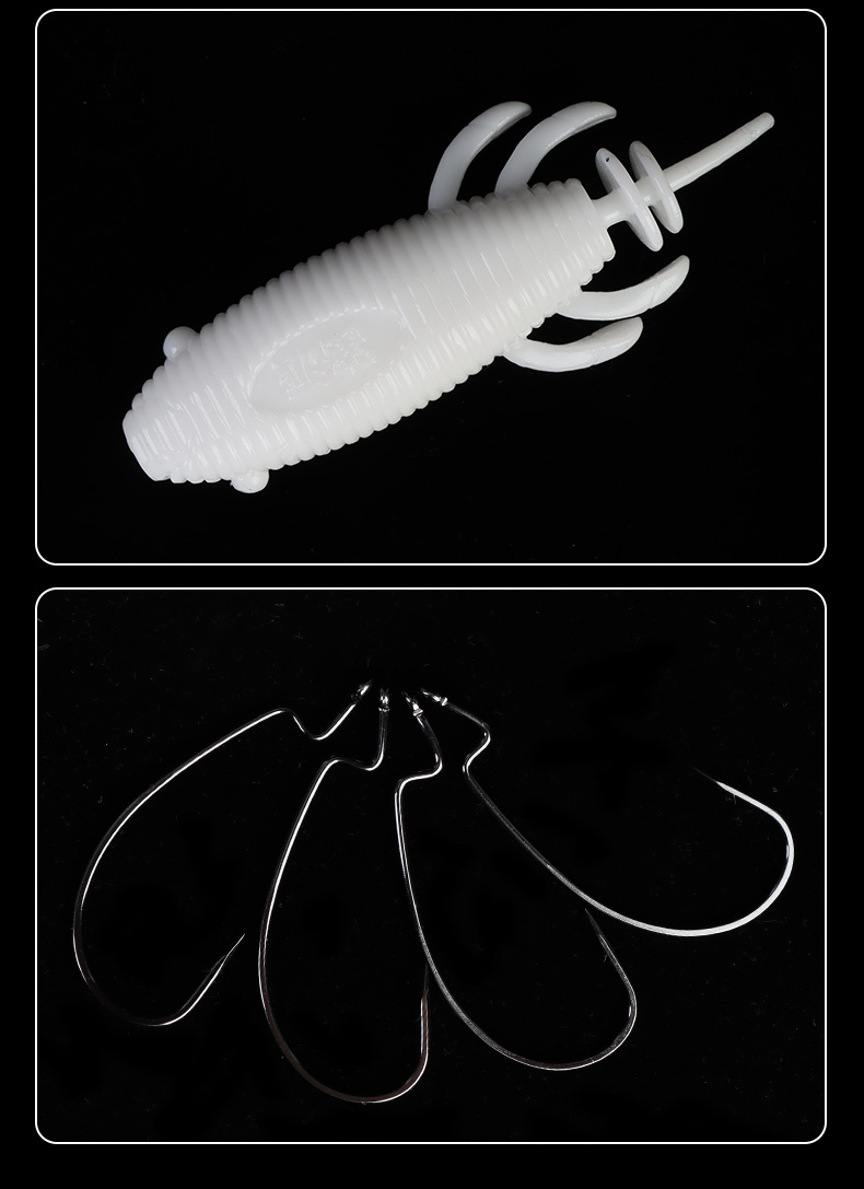Xionghuo Lure Fishing Bait Soft Worm Artificial Bait Hook for Black Fish, Strong Bait Worm Bait Set, 6 Pieces Mixed Pack 10