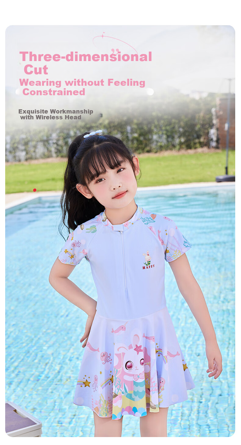 MiiOW Girls' Swimsuit Set for Older Children, Quick-Dry One-Piece Swimwear for Swimming, Hot Springs And Training 5