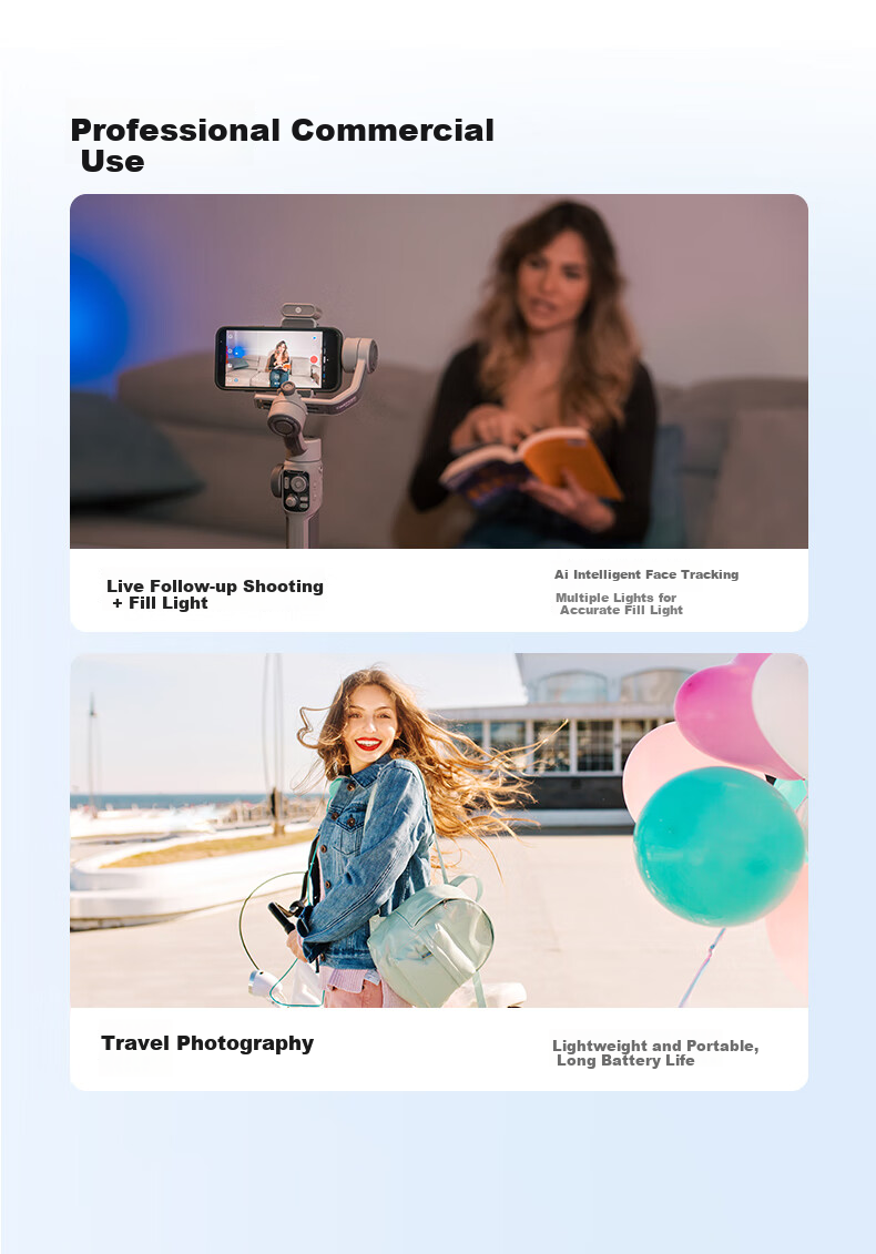 Zhiyun SMOOTH 5E Smartphone Stabilizer, Intelligent AI Precise Tracking, 360-Degree Full-Scene Follow-Up Orthogonal Three-Axis Anti-Shake Gimbal for Live Streaming And Vlog, Standard Versio 5