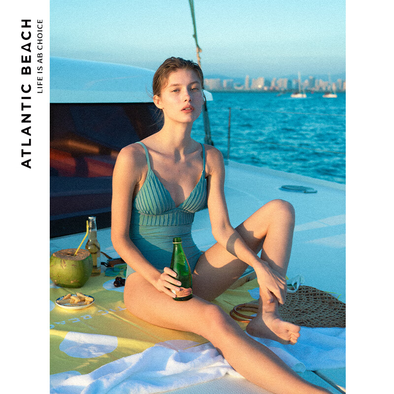 Atlanticbeach 2025 New Popular Hot Spring Swimsuit for Women, Summer Sun Protection Conservative Tummy-Covering Slimming Fashion One-Piece Swimwear with High-End Feel