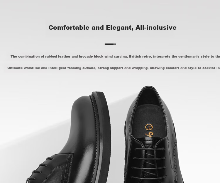 Goldlion Men's Business Formal Leather Shoes, Wedding Banquet Shoes, Color-Fading Craftsmanship, Retro Derby Shoes, G521330064AAA, Black, Size 44 4