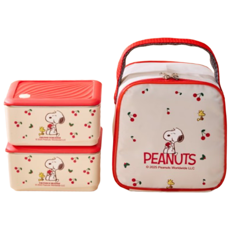 SNOOPY 316L Stainless Steel Lunch Box for Office Workers, Microwaveable, Elementary School Student Bento Box, Insulated 2-Layer Food Container