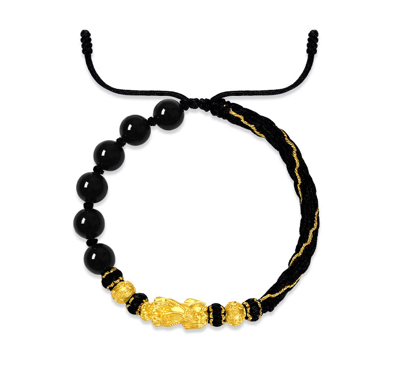 CHOW TAI SENG Gold Pixiu Bracelet for Men and Women, Pure Gold Wealth Beads Couple Bracelet, Birthday Gift for Girlfriend 5