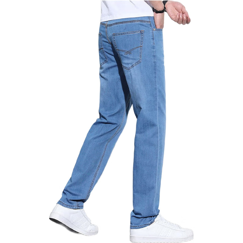 Джинсы мужские JEANSWEST, прямые, 2025 Осень-Зима, трендовые, повседневные, светло-голубые, размер 34