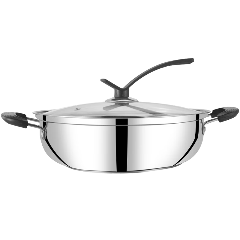 BSITN 32cm Stainless Steel Hot Pot Soup Pot Induction Cooker Hot Pot Pan Clear Soup Pot 4528