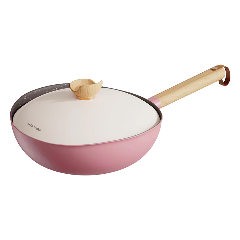 Lanmi Titanium Crystal Hugging Non-Stick Frying Pan 32cm Large Belly Light Food Oil Control Gas and Induction Cooker Compatible