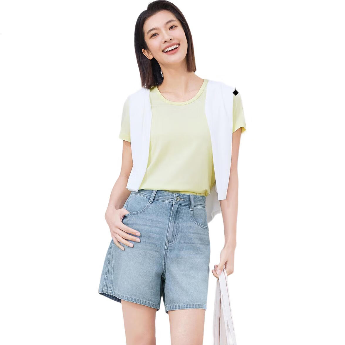 Женская футболка Semir, короткий рукав, укороченный крой, летняя, размер S, светло-цветочный серый