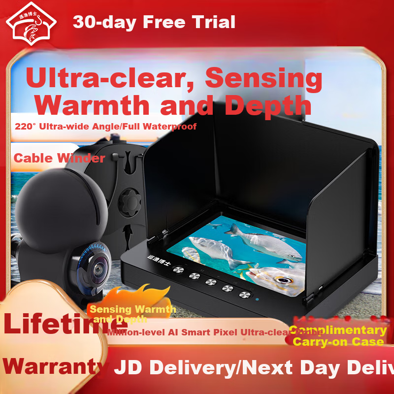Xunyuboshi 2026 New Underwater Fish Finder with High-Definition Visual Screen, Ultra-Clear Temperature And Depth Sensor Head, 30-Meter Range