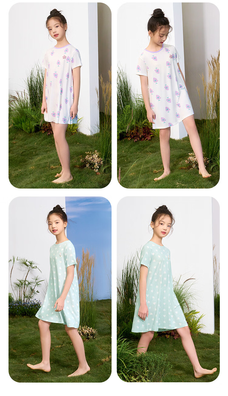 Hodohome [Same As in Mall], Children's Pajamas, Girls' Modal Cool-Feel Short-Sleeve Loungewear, Air Conditioning Wear, 318, Size 150 25