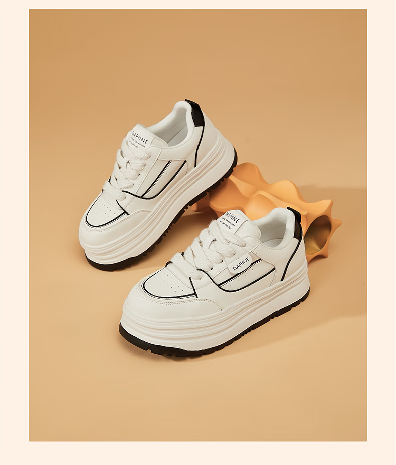 DAPHNE Thick-Soled White Sneakers for Women, 2026 New Summer Lace-Up Shoes, Fashionable Versatile Canvas Shoes for Wome 20
