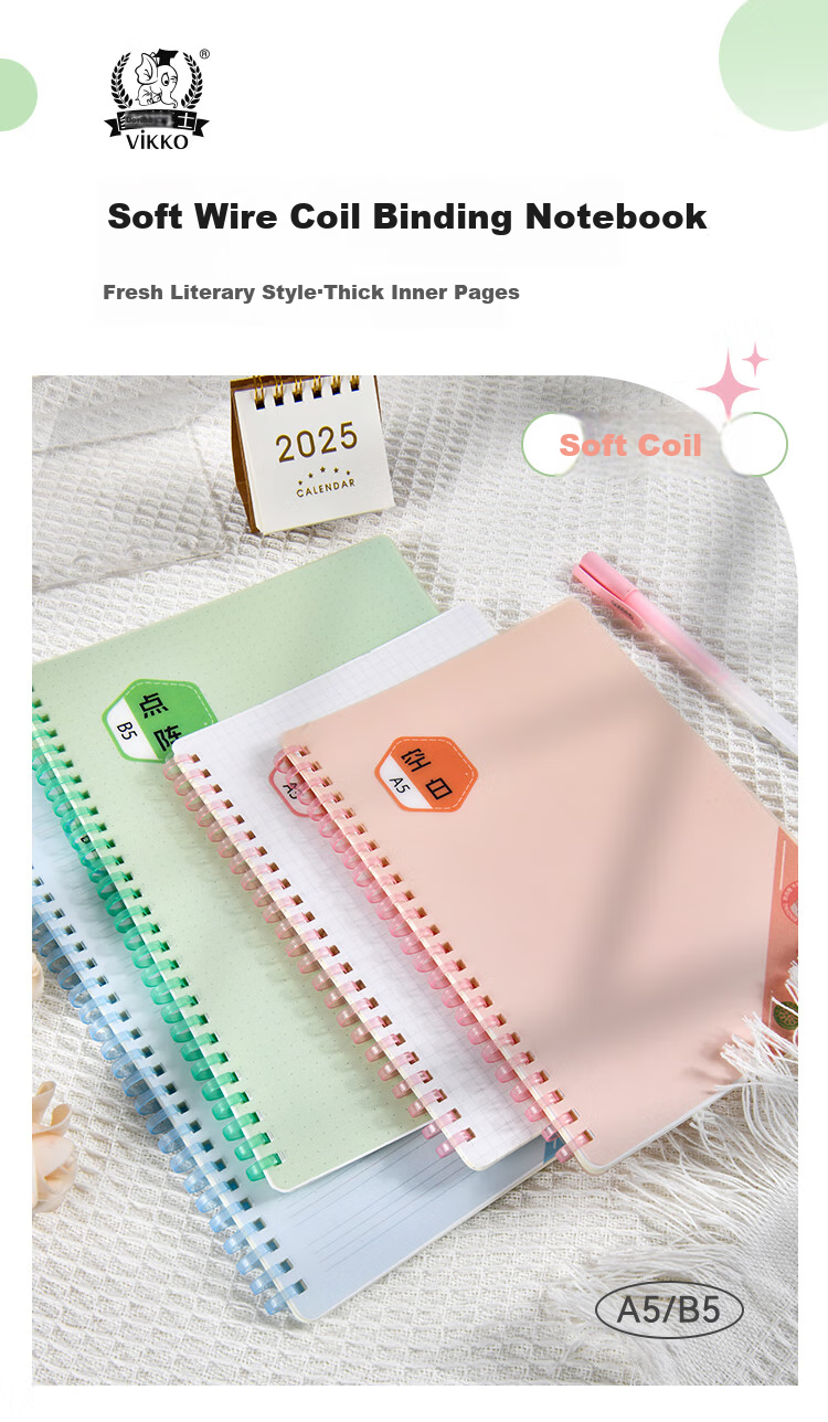 Duoliboshi Stationery B5 Dot Grid Notebook, 60 Sheets, 5*5MM High-Quality Simple Soft Spiral Notebook, Student Error Correction Draft Journal, Portable Learning Supplies, 1 Book 1