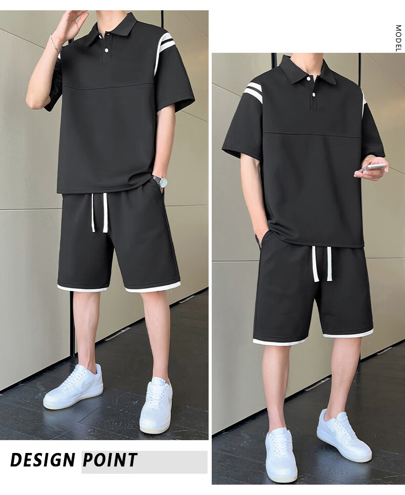Jeanswest Outdoor Sports Short Sleeve T-Shirt Set for Men Summer Half Sleeve Top and Shorts Ice Cooling Quick-Dry Casual Two-Piece Set Light Khaki XL 11