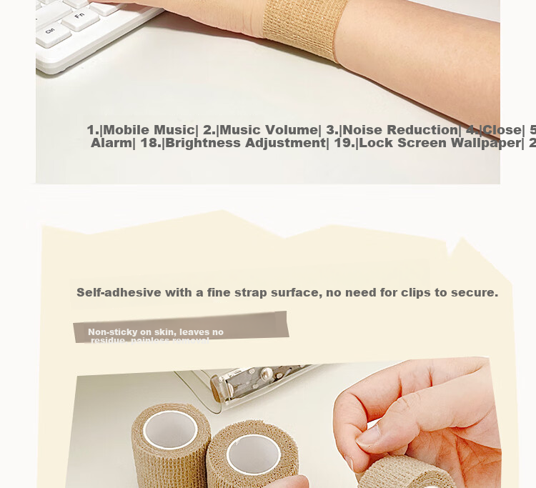 Sannianerban Simple Finger Protector Bandage Set, Student Writing Finger Wrap, Wrist Protection Sleeve, Anti-Friction Anti-Knot Self-Adhesive Wristband 5