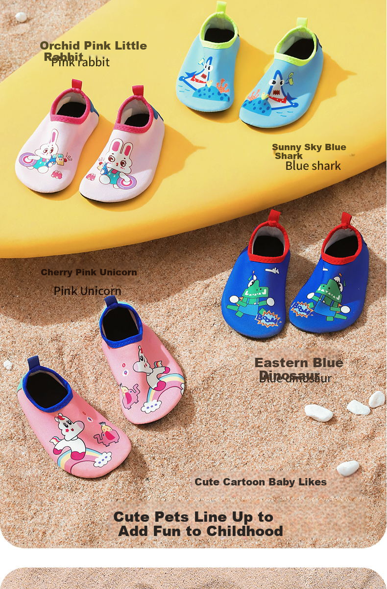 Lemonkid Children's Beach Shoes, Water Park Diving Swimming Shoes, Soft-Soled Slippers for Boys And Girls, Orchid Pink Little Rabbit, Size 22/23 5