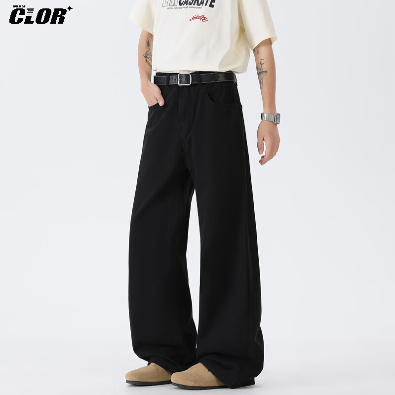 Джинсы CLOR, мужские, прямые, черные, размер L