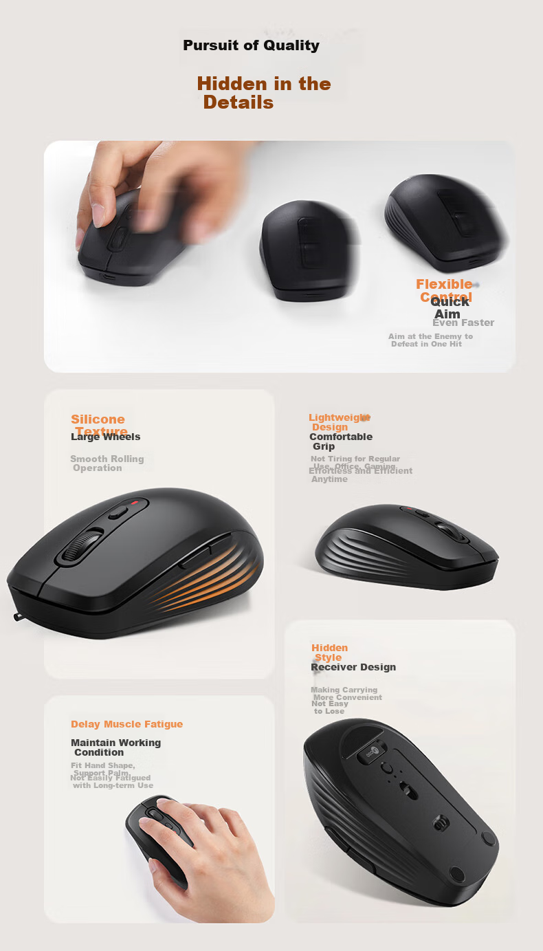 Lenovo Lai Ku Wireless Bluetooth Dual-Mode Mouse Office Mouse Laptop Mouse Computer Mouse Compatible with Desktop/ThinkPad/Lenovo Legion M001 Black 7