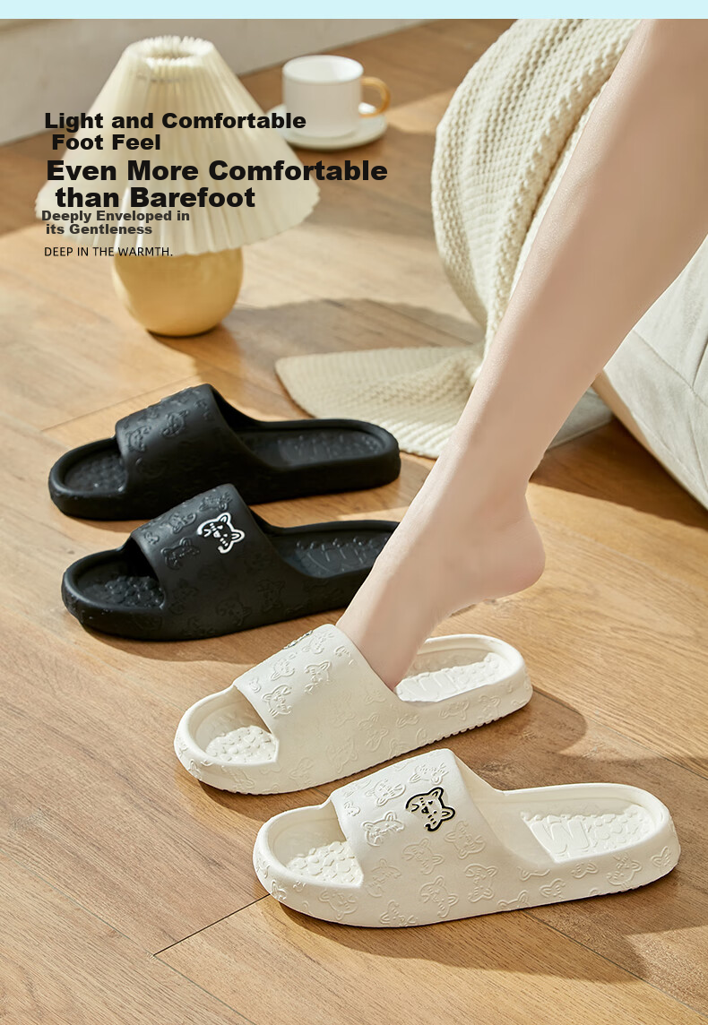IQGD Slippers for Men And Women, Indoor And Outdoor Non-Slip Bathroom Slippers, Model 2305, Black, Size 44-45 2