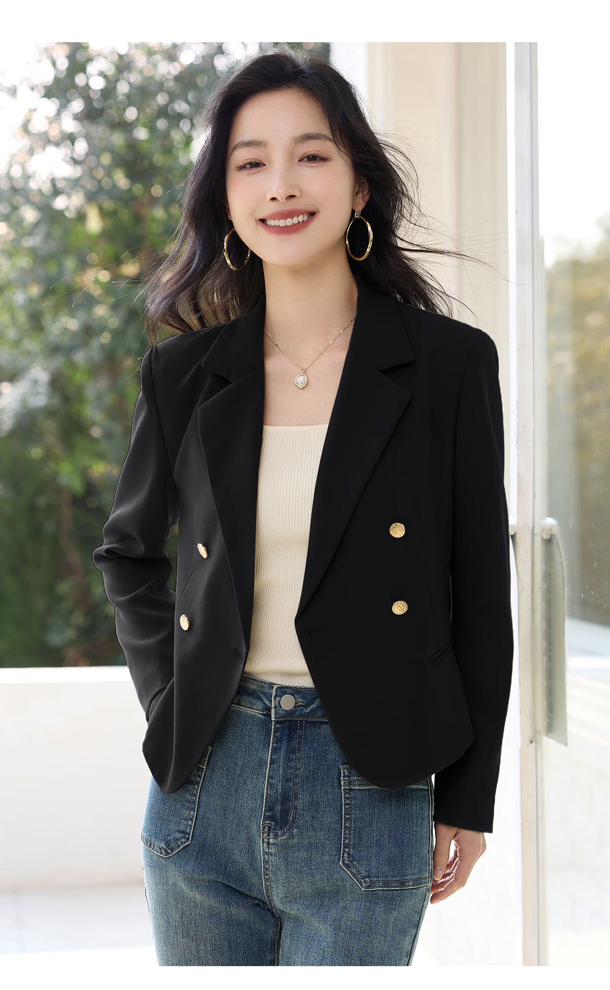 Chushen Spring and Autumn Women's Fashionable Short Casual Blazer Jacket S41U059 22