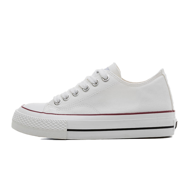 Huili Official Women's Low-Top Canvas Shoes, Trendy Versatile Non-Slip Wear-Resistant Sneakers, White, Size 36