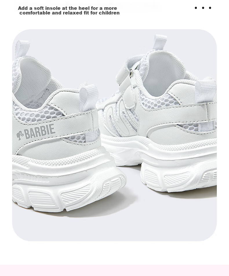 Barbie Girls' Summer Mesh Shoes, Breathable Dad Shoes, Student White Sneakers, Sports Shoes DA6702, White, Size 32 9