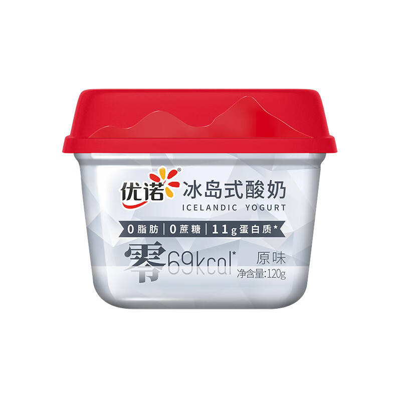 优诺（yoplait）冰岛式原味酸奶120g*2杯 0蔗糖0脂肪 低温酸牛奶 代餐轻食