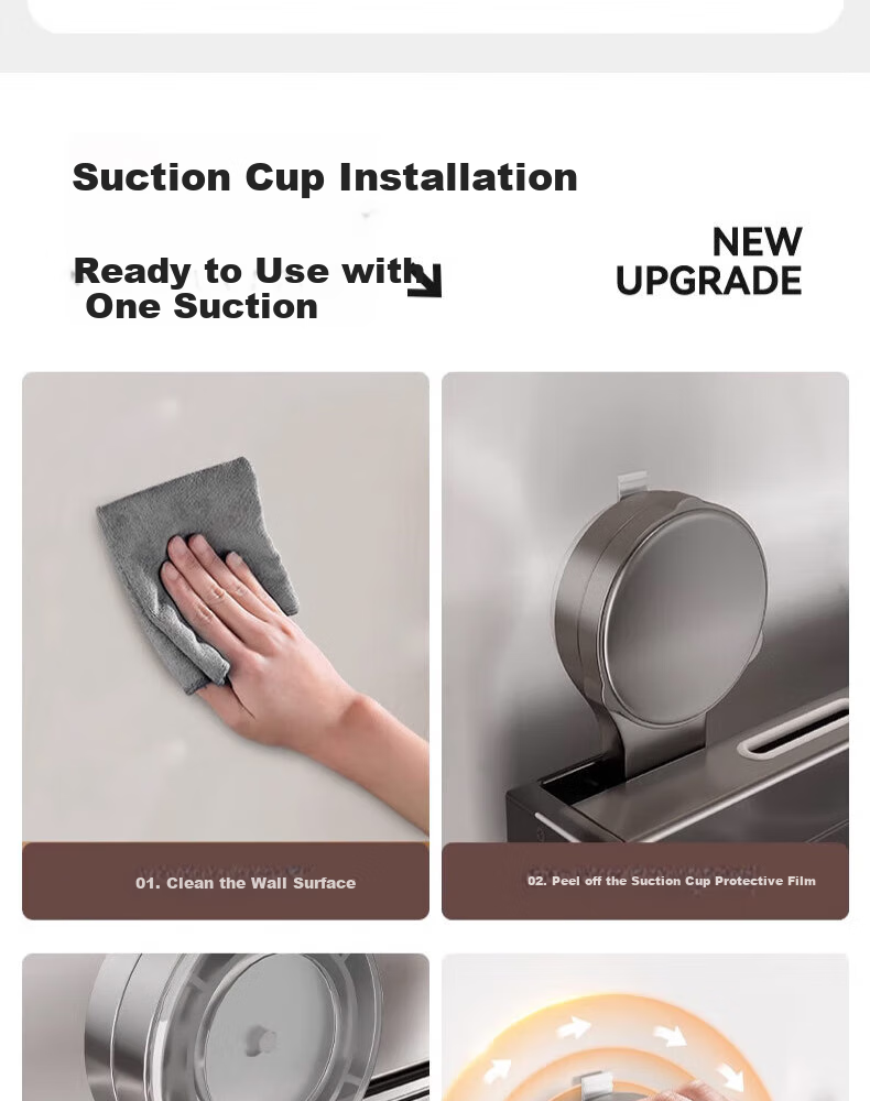 Century Zhenghe Kitchen Storage Rack Suction Cup Wall-Mounted No-Drill Spice Rack Chopsticks and Knife Holder Multifunctional Organizer 13