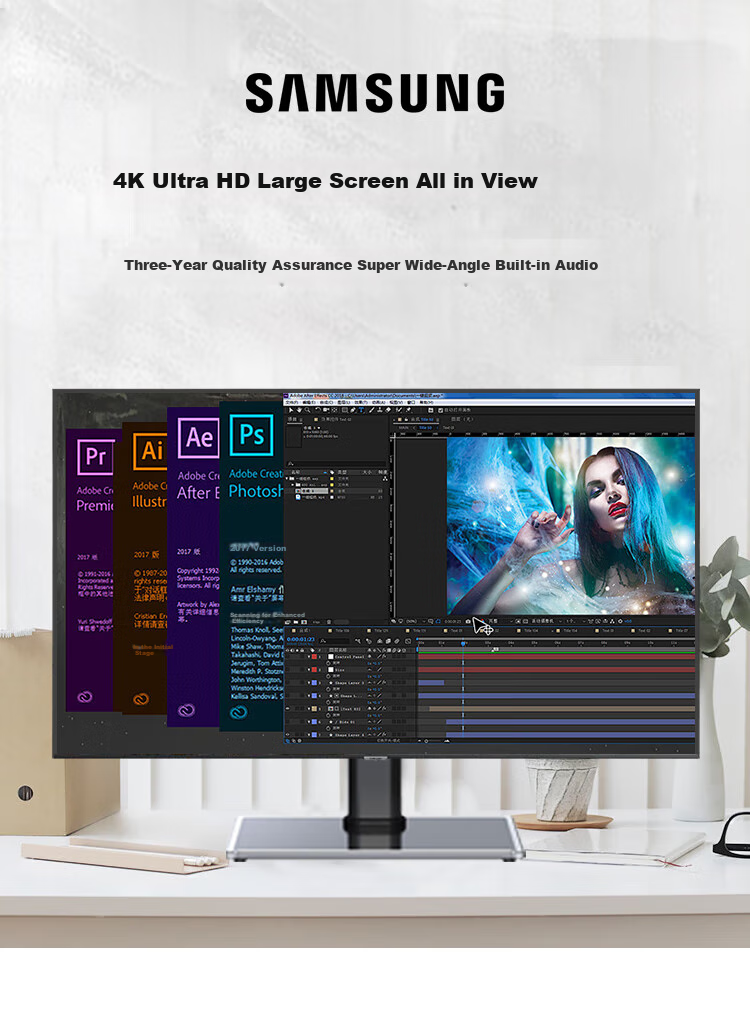 SAMSUNG 55-inch 4K UHD Narrow Bezel Gaming Conference Large Screen LCD Wall-Mounted Computer Monitor Data Dashboard Stock Trading No Ads Built-in Speakers QE55T 1